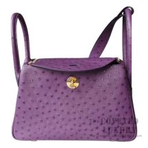 Hermes Lindy 26 Bag 5L Ultraviolet Ostrich GHW