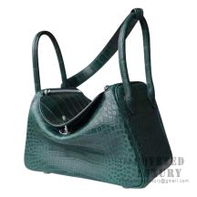 Hermes Lindy 30 Bag CC67 Vert Fonce Matte Alligator SHW