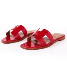 Hermes Flat Sandal Ferrari Red Crocodile Leather