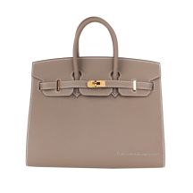 Hermes Birkin 25 in Etoupe Epsom leather with Gold Hardware, front view