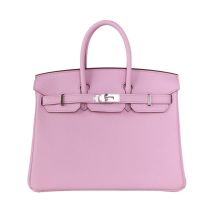 Hermes Birkin 25 in Mauve Purple Togo leather with Palladium Hardware, front view