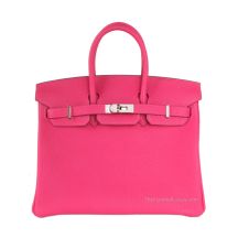 Hermes Birkin 25 in Pink Togo leather with Palladium Hardware, front view