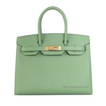 Hermes Birkin 30 in Avocado Green Epsom leather with Gold Hardware, front view