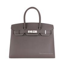 Hermes Birkin 30 in Étain Epsom leather with Palladium Hardware, front view