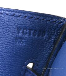 Hermes Birkin 30 in Bleu Hydra Ostrich with Gold Hardware, hardware detail