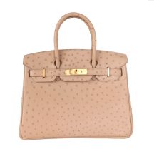 Hermes Birkin 30 Ostrich Nude Beige Gold Hardware, front view