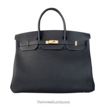 Hermes Birkin 40 in Black Togo leather with Gold Hardware, front view