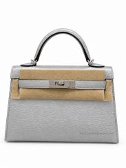 Hermes Mini Kelly II 20 Chevre Chamkila Gris Argent Silver Hardware