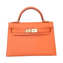 Hermes Mini Kelly II 20 Epsom Leather Orange Gold Hardware