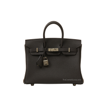 Hermes Birkin 25 Togo Leather Bai Brun Pale Gold Hardware Front View