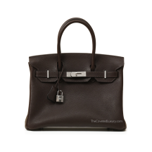 Hermes Birkin 30 Barenia Faubourg Leather Ébène Palladium Hardware Front View