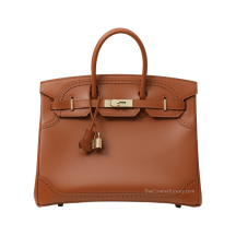 Hermes Birkin 35 Ghillies Tadelakt Leather Gold Pale Gold Hardware Front View