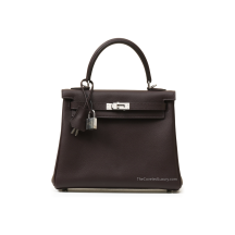 Hermes Kelly 25 Evercolor Leather Rouge Sellier Palladium Hardware Front View