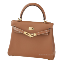 Hermes Kelly 25 Swift Leather Gold Gold Hardware Front View