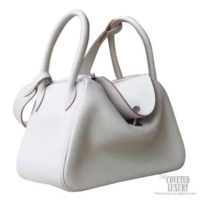Hermes Lindy 30 Bag in ck80 Pearl Grey Clemence PHW