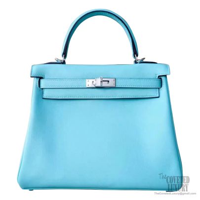 Hermes Kelly 25 Bag 3p Blue Atoll Swift PHW