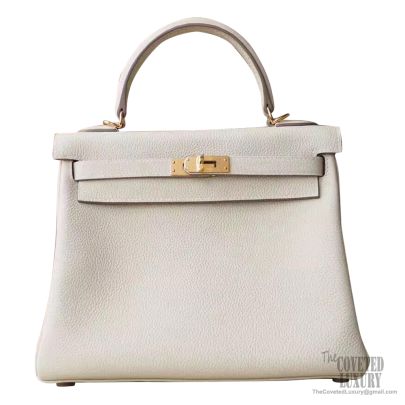 Hermes Kelly 25 Bag cc10 Craie Togo GHW