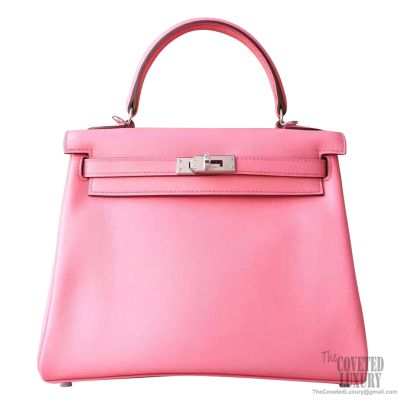 Hermes Kelly 25 Bag u5 Rose Lipstick Swift PHW