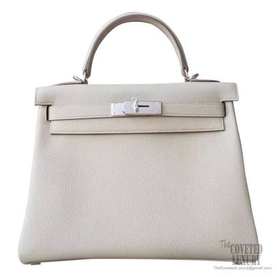 Hermes Kelly 28 Bag ck80 Pearl Grey Togo PHW