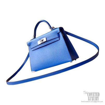 Hermes Kelly 20 Mini Blue Electric Epsom Bag - A stamp - THE PURSE