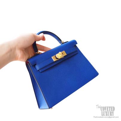 Hermes Mini Kelly II Bag Bicolored 7t Blue Electric Epsom GHW