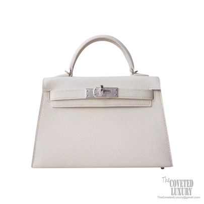 Hermes Mini Kelly 20 II Bag in cc01 Blanc Epsom PHW 