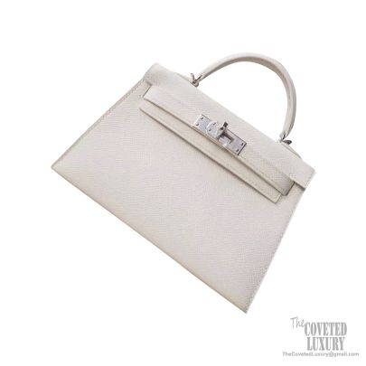 Hermes Mini Kelly 20 II Bag in cc01 Blanc Epsom PHW 