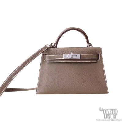 Hermes Mini Kelly II Bag in Original Chevre Leather Olive Green