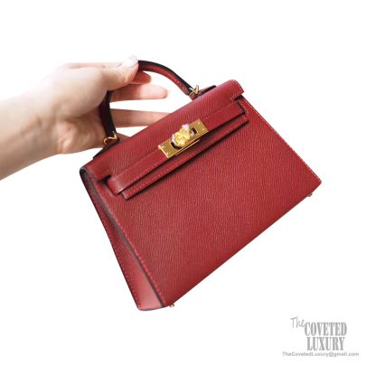 Hermes Mini Kelly I Bag CC55 Rouge H Box GHW