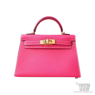 Replica Hermes Kelly Mini II Handmade Bag In Rose Tyrien Epsom Leather