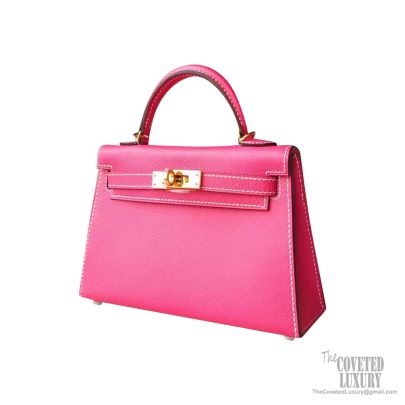 Hermes Mini Kelly II Bag e5 Rose Tyrien Epsom GHW