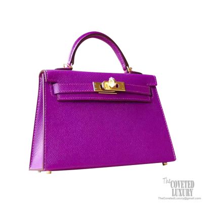 Hermes Mini Kelly II Bag p9 Anemone Epsom GHW