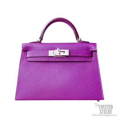 Hermes Mini Kelly II Bag in p9 Anemone Epsom PHW - Hermes Replica