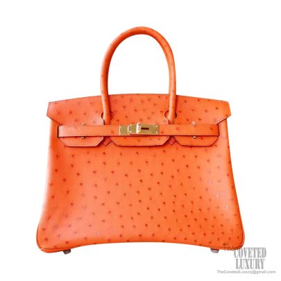 Orange Ostrich Handbag