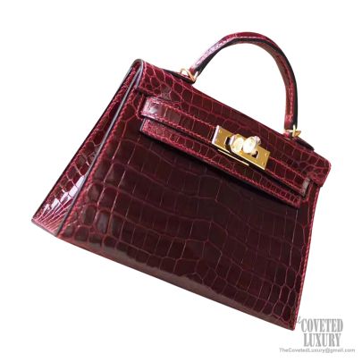 Replica Hermes Kelly Mini II Handmade Bag In Red Crocodile Embossed Leather