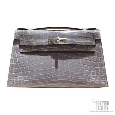 Hermes Mini Kelly Pochette 22cm Bag Shiny Mississippiensis