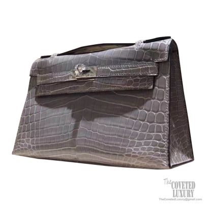 Hermes Mini Kelly 22 Pochette Bag Vert Emeraude Shiny Nile Croc GHW