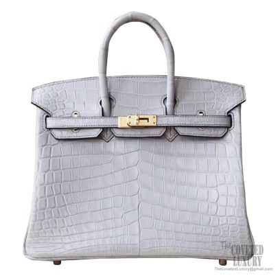 Replica Hermes Birkin 25 Bag In Dark Grey Matte Alligator Crocodile Skin