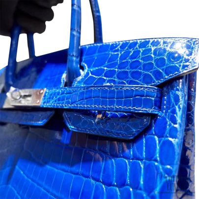 Hermes Birkin 30 Bag 7t Blue Electric Shiny Nile Croc PHW