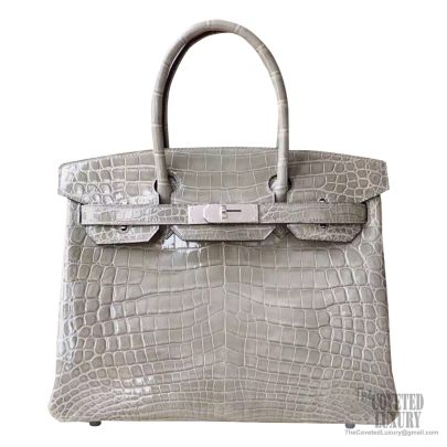 Hermes Birkin HSS 30 Bag Gris Tourterelle / Blue Sapphire Porosus Croc –  Mightychic