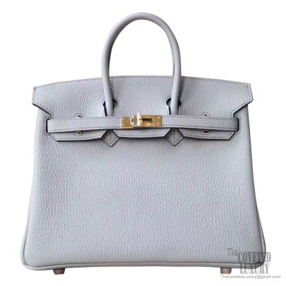 Hermes Birkin 25 Bag 4z Gris Mouette Togo GHW