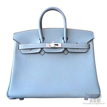 Hermes Birkin 40 Bag J7 Bleu Lin Clemence SHW
