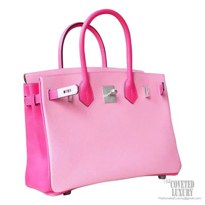 Hermes Birkin 30 Handbag Bicolored p5 Pink Chevre Myzore PHW