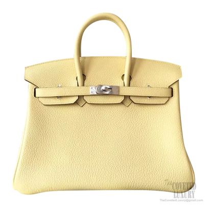 Hermes Birkin bag 25 Jaune poussin Togo leather Gold hardware