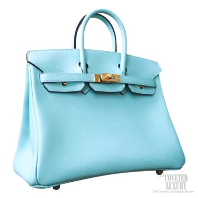 Hermes Birkin 25 Bag 3p Blue Atoll Swift GHW