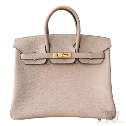 Hermes Birkin bag 25 Gris tourterelle Togo leather Silver hardware