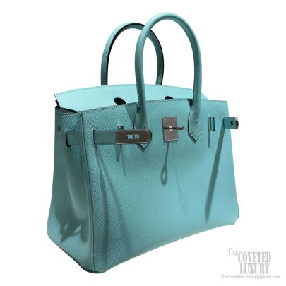 Hermes Birkin 30 Bag 3p Blue Atoll Epsom Calfskin SHW
