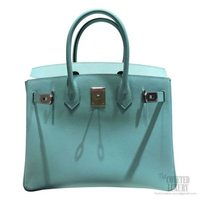 Hermes Birkin 30 Blue Atoll Tiffany Blue Epsom Leather Gold Hardware