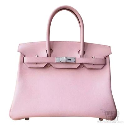 Hermes Birkin 30 Bag 3q Rose Sakura Swift Calfskin SHW