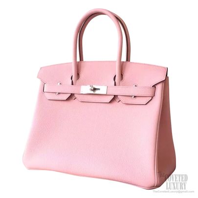 Hermes Birkin 30 Bag 3q rose Sakura Clemence Calfskin SHW